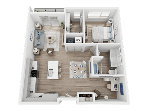 Floor plan for 1 bed, 1 bath, 830 sqft